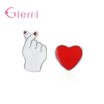 

Small Beautiful Cute Heart Love Gesture Set 925 Sterling Silver Stud Earrings For Valentine's Day Jewelry Gift of Love