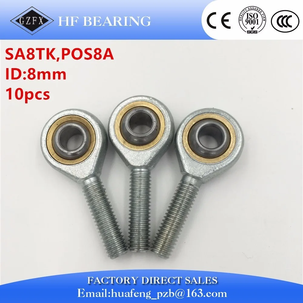 10 pcs rod end bearing 8mm SA8T/K POSA8 right hand thread male joint