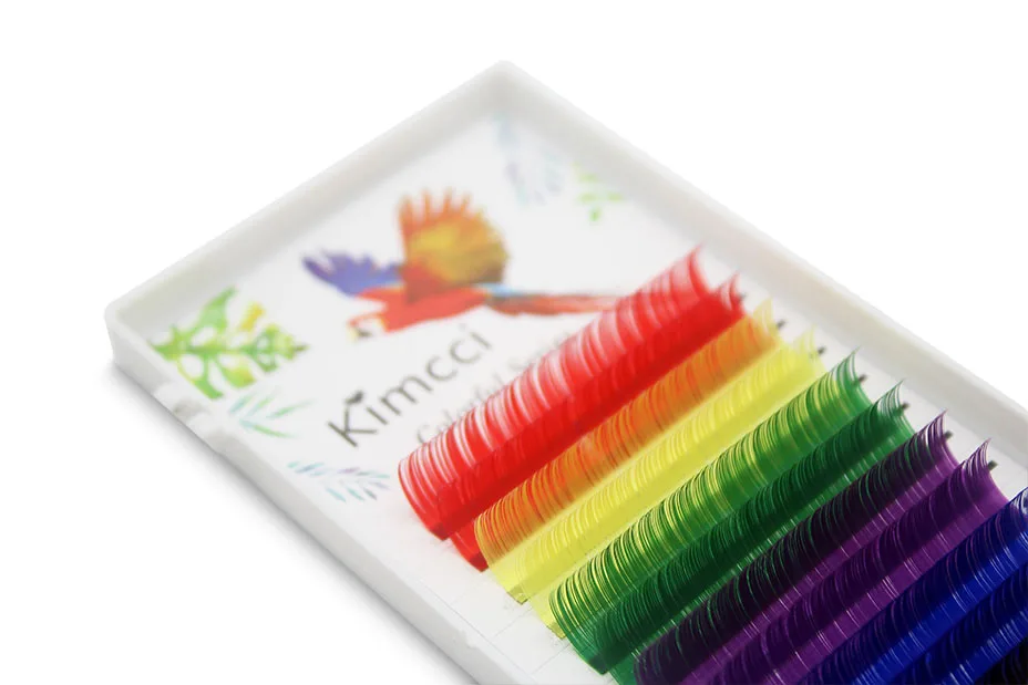 Kimcci Candy 6 Colors Rainbow Colored Eyelash Extension Faux Mink Individual Colorful Eyelashes maquiagem Cilios Premium Cilia