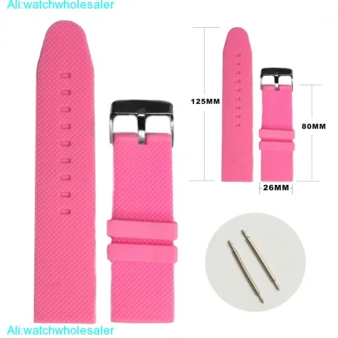 26mm Charm Pink Color Silicone Jelly Rubber Ladies Watch Band Straps WB1062O26JB