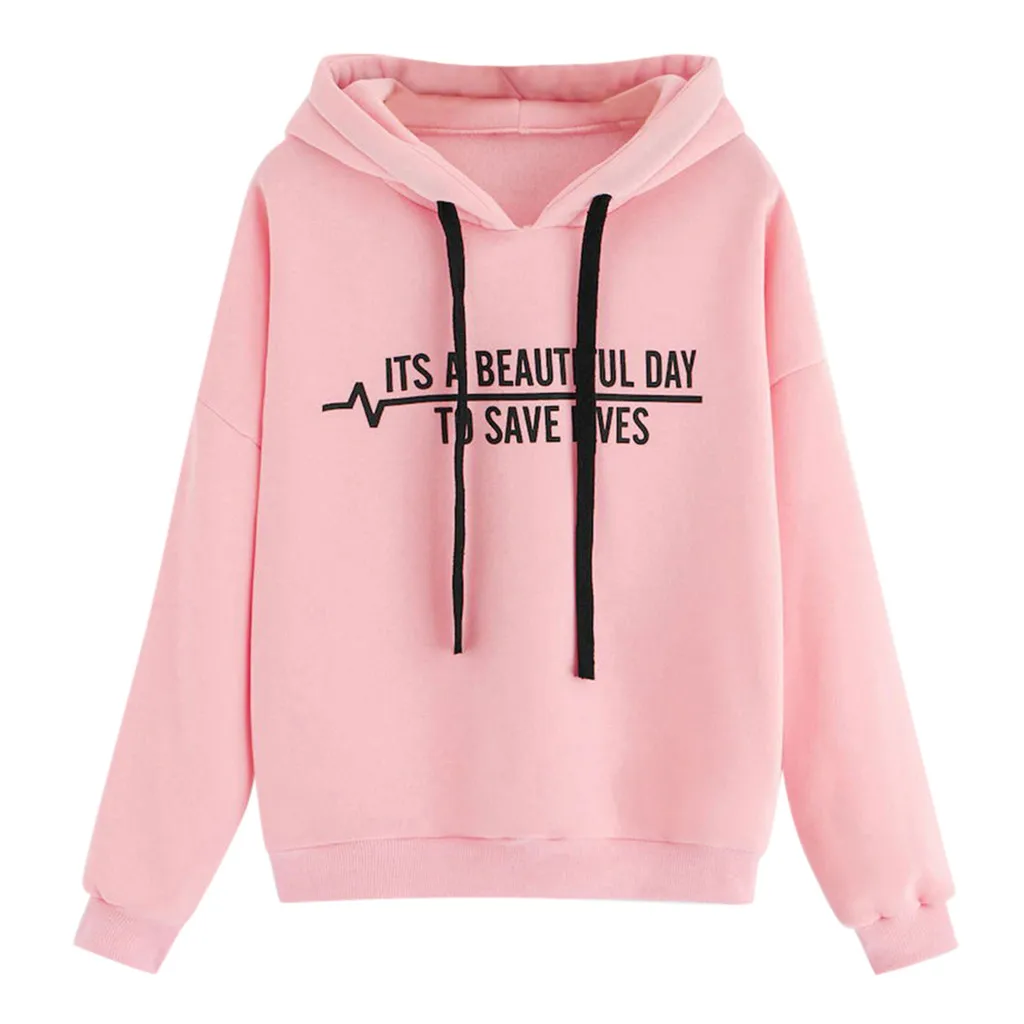 

JAYCOSIN Women's sweatshirt Fashion Hoodie Letter Flag Printed Long Sleeve Pullover Daily Tops Blouse sudadera mujer 9715