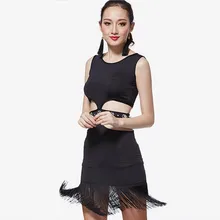 sexy charm women Latin dance costumes female adult new high-grade black fringed tango/rumb/sumba dance practice dress