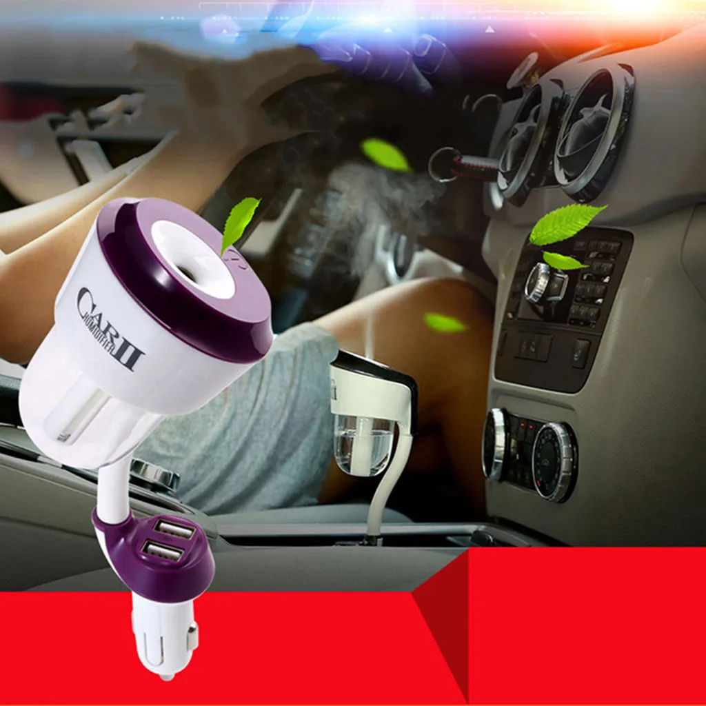 

12V Car Auto Home Steam Humidifier Air Purifier Freshener Aroma Diffuser 1 2 USB Hot Sale High Quality 2019 New Patterns Modern