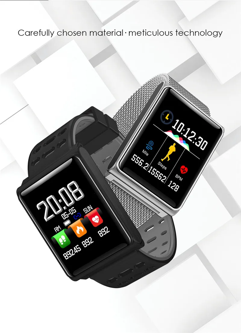 New Color Smart Watch Waterproof Smart bracelet Heart Rate/Blood Pressure Monitor Fitness Tracker Bracelet Pedometer Smartwatch