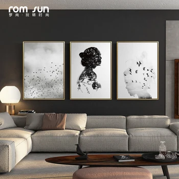 

Modern Nordic Style Abstract Butterfly Girl Canvas Painting HD Art Wall Pictures For Living Room Home Decor Posters And Prints