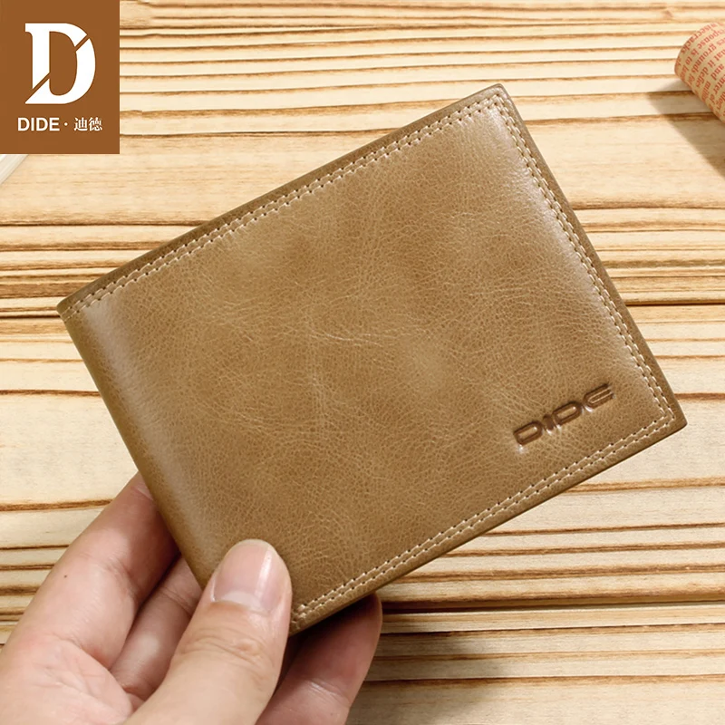 

DIDE Business Casual Wallet Men Top Layer Genuine leather Purses Male Short Wallets Brand Slim Small Wallet ID Card Holder