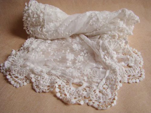 

Hot Women embroidered lace scarf white