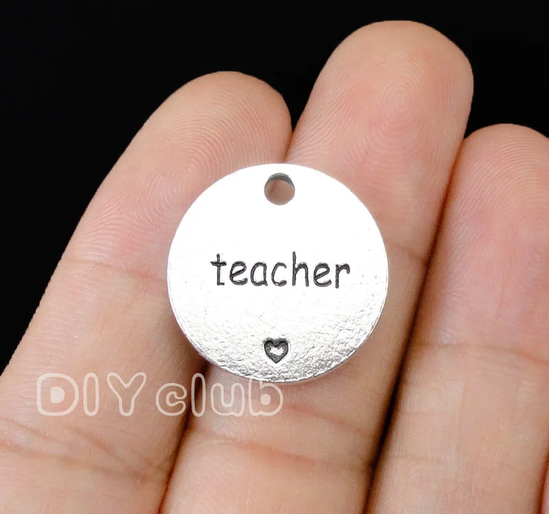 

30pcs- Antique Silver Teacher Charms 20x19.5mm