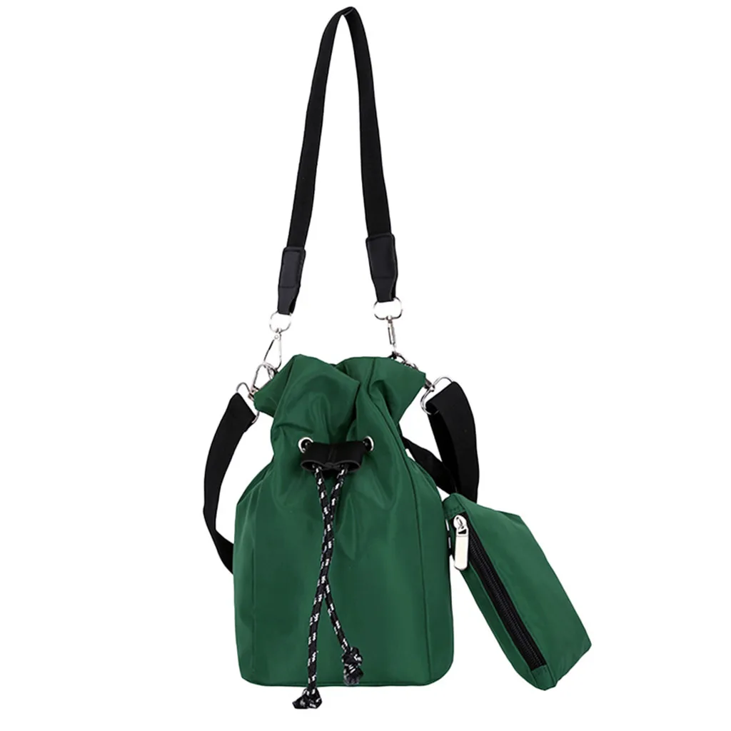 

2PCs Women Solid Color Shoulder Bag Messenger Bag Drawstring Bucket Bag+Clutch new luxury Multi-Function Bags for travel Apr 1