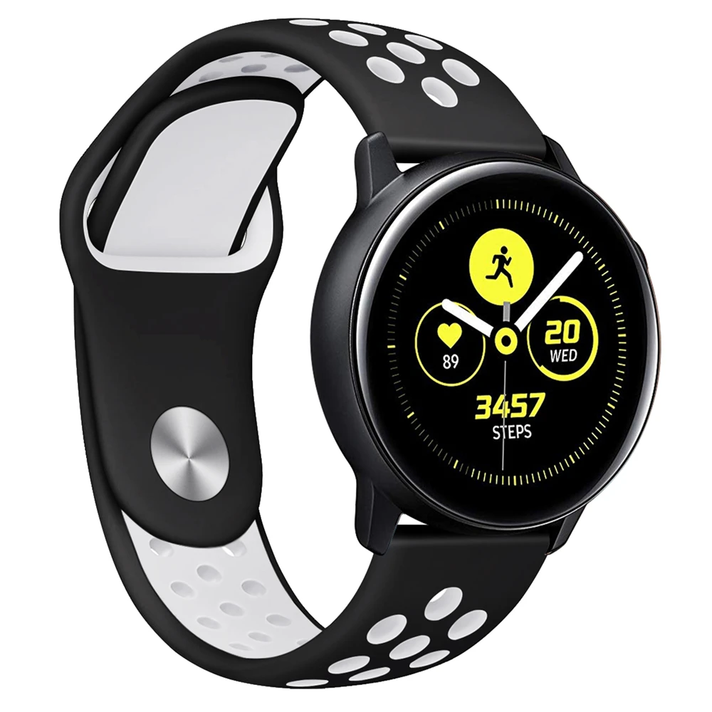 Силиконовый ремешок для samsung Galaxy Watch Active, двойной цвет, спортивный ремешок, ремешок для часов, браслет, ремешок на запястье, замена