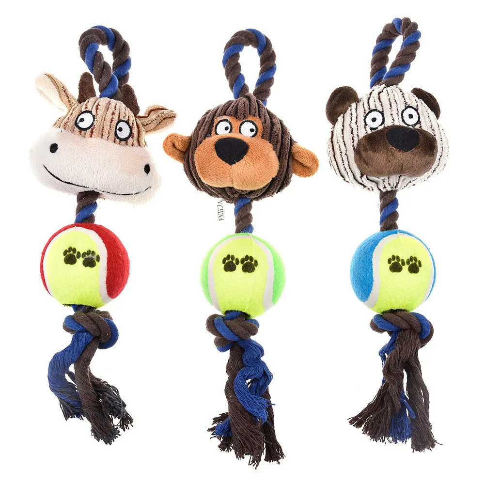 Cotton Ropes Dog Sound Chewing Toys Squeaker Plush Toy Cartoon Plush