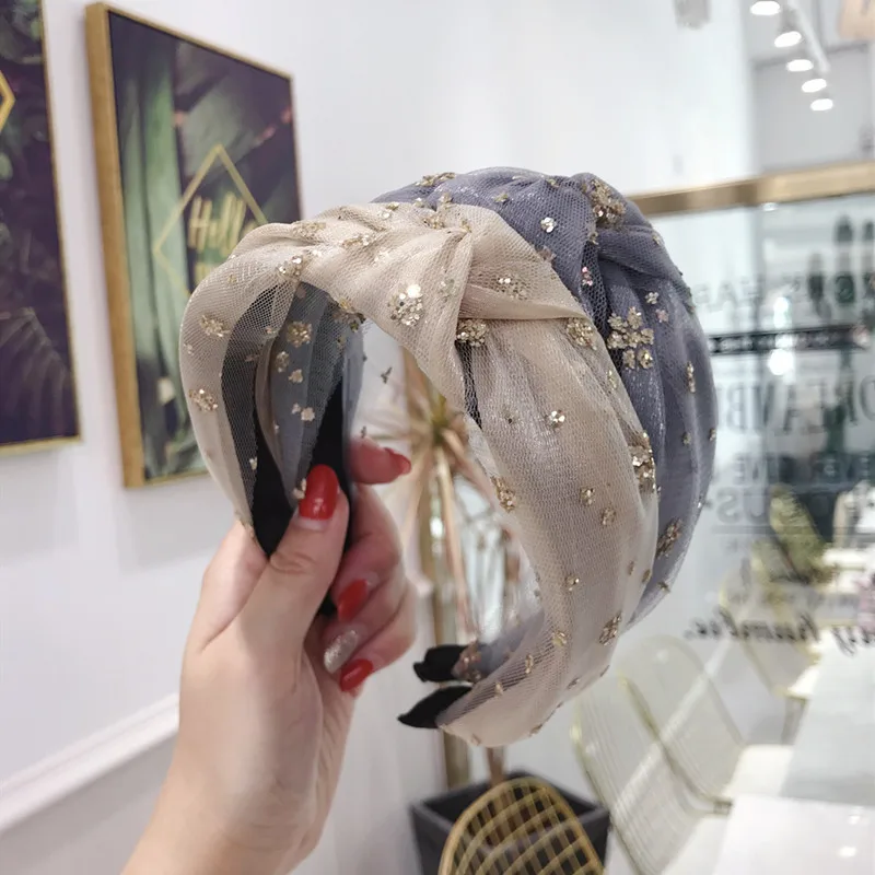

Rainbery 2019 New Fashion Bohemian Gold Glitter Taffeta Knot Hairband Hair Headband Hair Accessories Jewelry