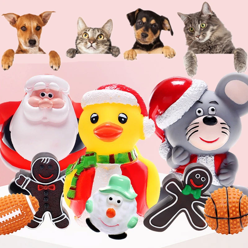 

New Rubber Squeak Toy for Dog Santa Claus Sports Ball Molar Chew Squeaky Ball Dog Toys Tooth Grinding Training Pet Toy Supplies