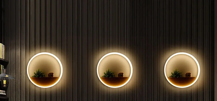 Modern LED Wall lights for bathroom aluminum hardware acrylic lampshade rings design Decoration indoor home lamp diameter 40CM