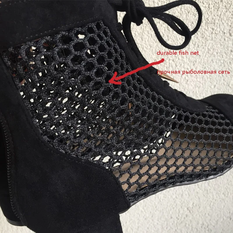 Tanie Modne damskie botki buty z siatką Sexy wysokie obcasy Lady buty na koturnach sznurowane obuwie damskie aa1005