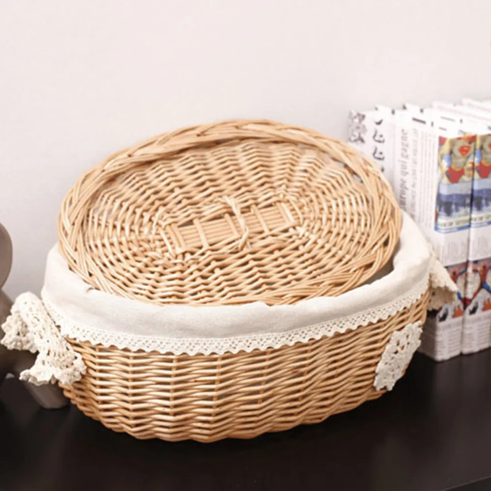 Oval Traditional Wicker Shopping High Handle Basket Storage Basket Medium