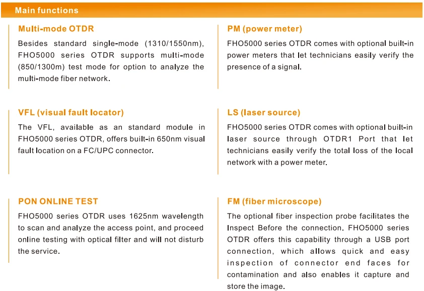 Visual de Falhas Refletômetro de Domínio de Tempo Óptico de Fibra Otdr 1550nm 35 33db Built-in Localizador Fho5000 D35 1310 - 1 Telefonia e Comunicação
