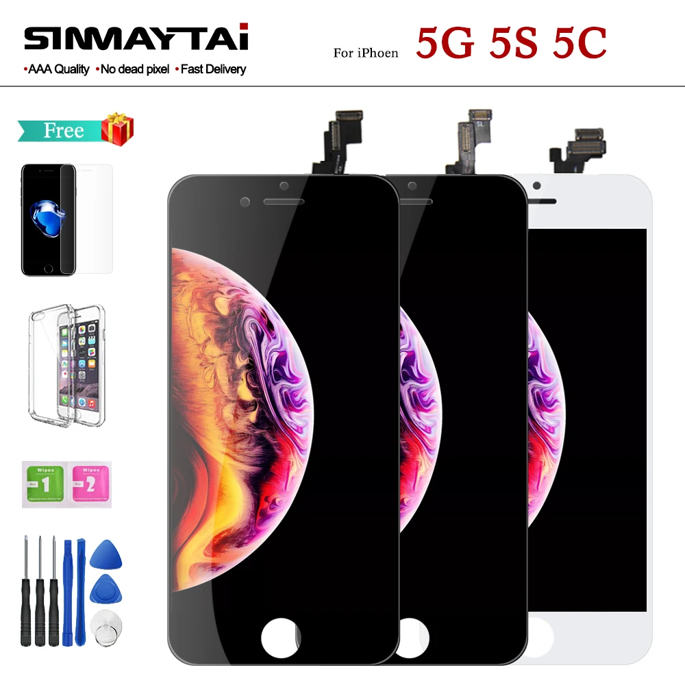 

AAA Quality For iPhone 5 5S LCD Display Touch Screen Digitizer Assembly for iPhone 5 5C 5S LCDs No Dead Repair Part Black White