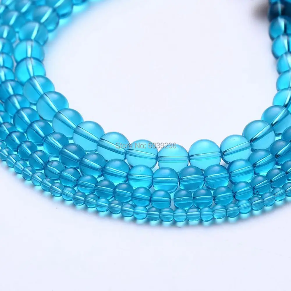 

Wholesale Sea Blue Glass Beads Natural Stone Round Loose Spacer Beads 4-12mm for Jewelry Making Necklace Bracelet DIY