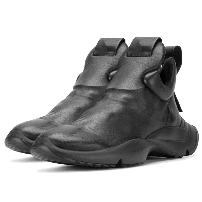 Мужские Оригинальные кроссовки без шнуровки; роскошные кроссовки из натуральной кожи в стиле панк; обувь на толстой платформе; Мужская модная обувь в стиле хип-хоп; лоферы