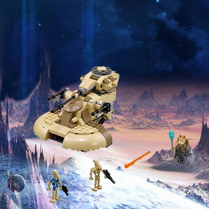 

Legoings Space Star Plan ATT Attack Tank Jar Binks Battle Droid Starwars Building Block Figures Legoing Toy for Kid weapon 75080