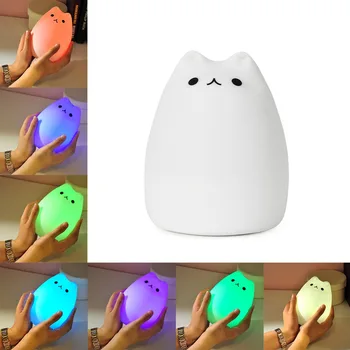 

SOLLED Touch Sensor LED Night Light For Children Baby Kids 7 Colors 2 modes Cat LED USB LED Night Lamp
