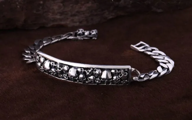 925 Sterling Silver Vintage exaggerated Punk Skull Bracelet 2014 new special | Украшения и аксессуары