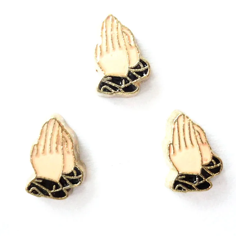 

20pcs/lot Diy Fashion Alloy Enamel Praying Hands Charms For Floating Living Memory Locket