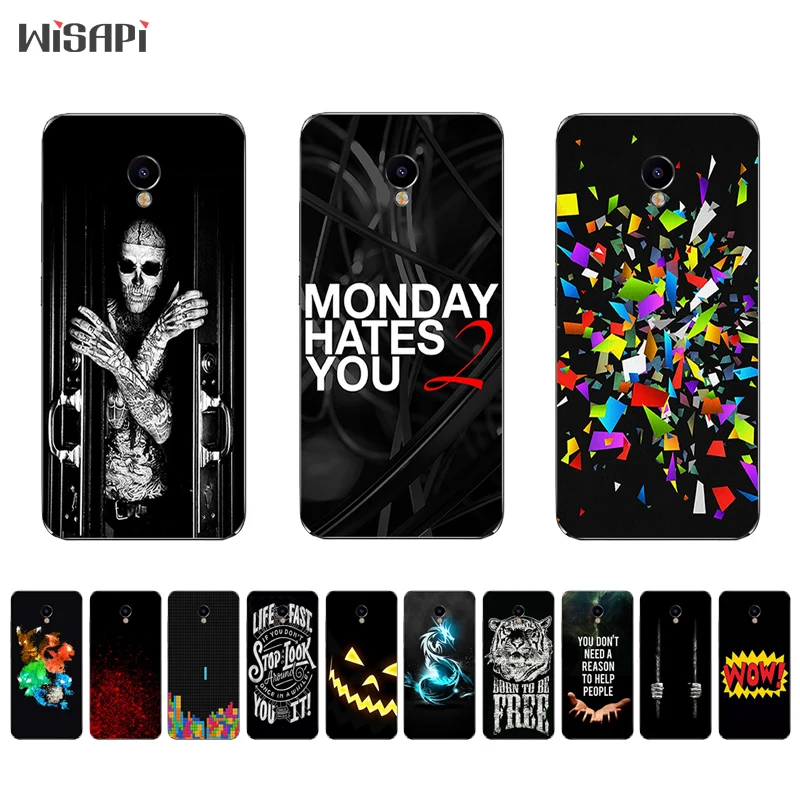 

For Meizu M6 Note MX5 MX6 Silicone Phone Case for Meizu M2 Mini Cover Thin for Meilan M3E Metal TPU Shell Black Letters Pattern