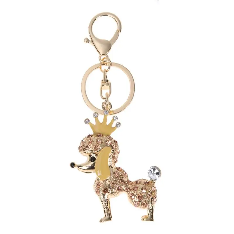 

Crown Poodle Dog Crystal Key Ring Keychain for Car Key Holder
