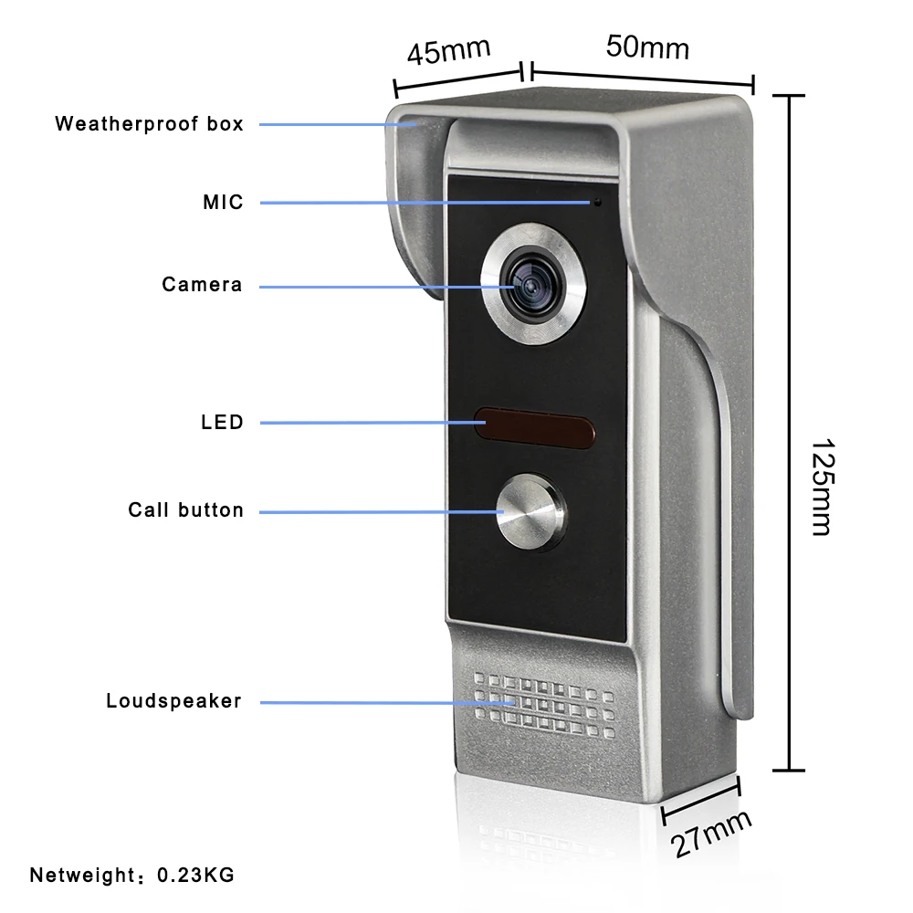  For 2v1 7'' TFT LCD Wired Video Door Phone System Visual Intercom Doorbell 800x480 Indoor Monitor 7