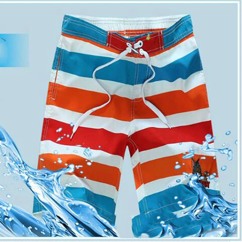 New Beach Shorts Boys Swimwear Liner Mesh Sweat Swimming Trunks Siwmsuits Boys Bathing Suits Quick Dry Surf Striped Surf Shorts