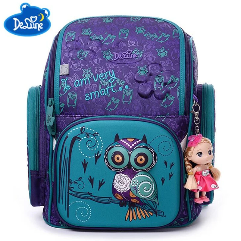 

Brand Delune New Girl School Bags 3D Cute Bear Flower Pattern Waterproof Orthopedic Backpack Schoolbag Mochila Infantil