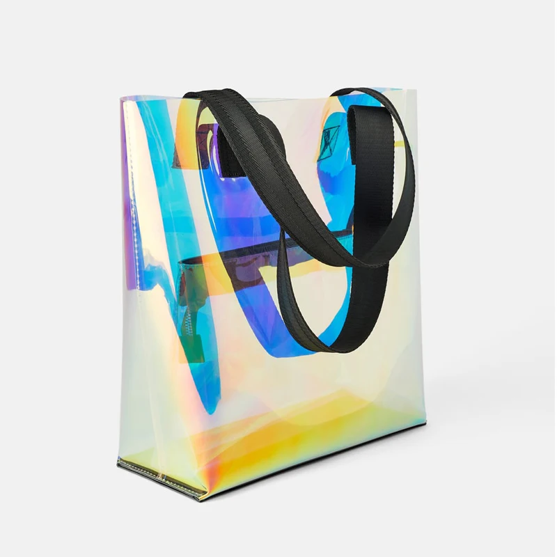Laser Hologram Transparent PVC Tote Bags 2019 New Fashion Shoulder Bag Summer Beach Large Capacity Shopping Bags Harajuku Bolsas