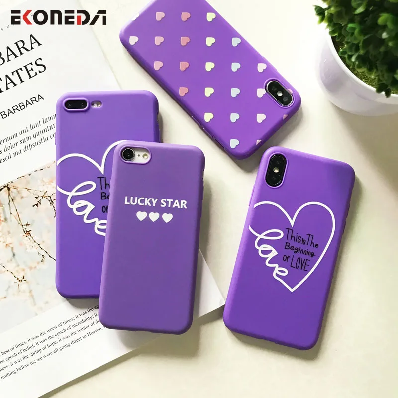 EKONEDA Purple Cute Love Hearts Case For iPhone 6 6S 7 Plus 8 Plus Case