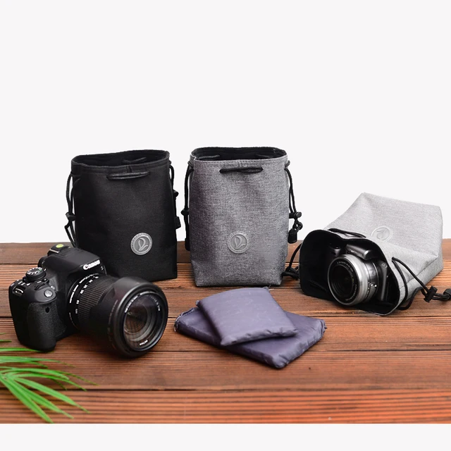 US $7.92 Drawstring Shockproof Camera Beam Pockets Cloth Protective Lens Pouch Bag For Canon Nikon Fuji Leic