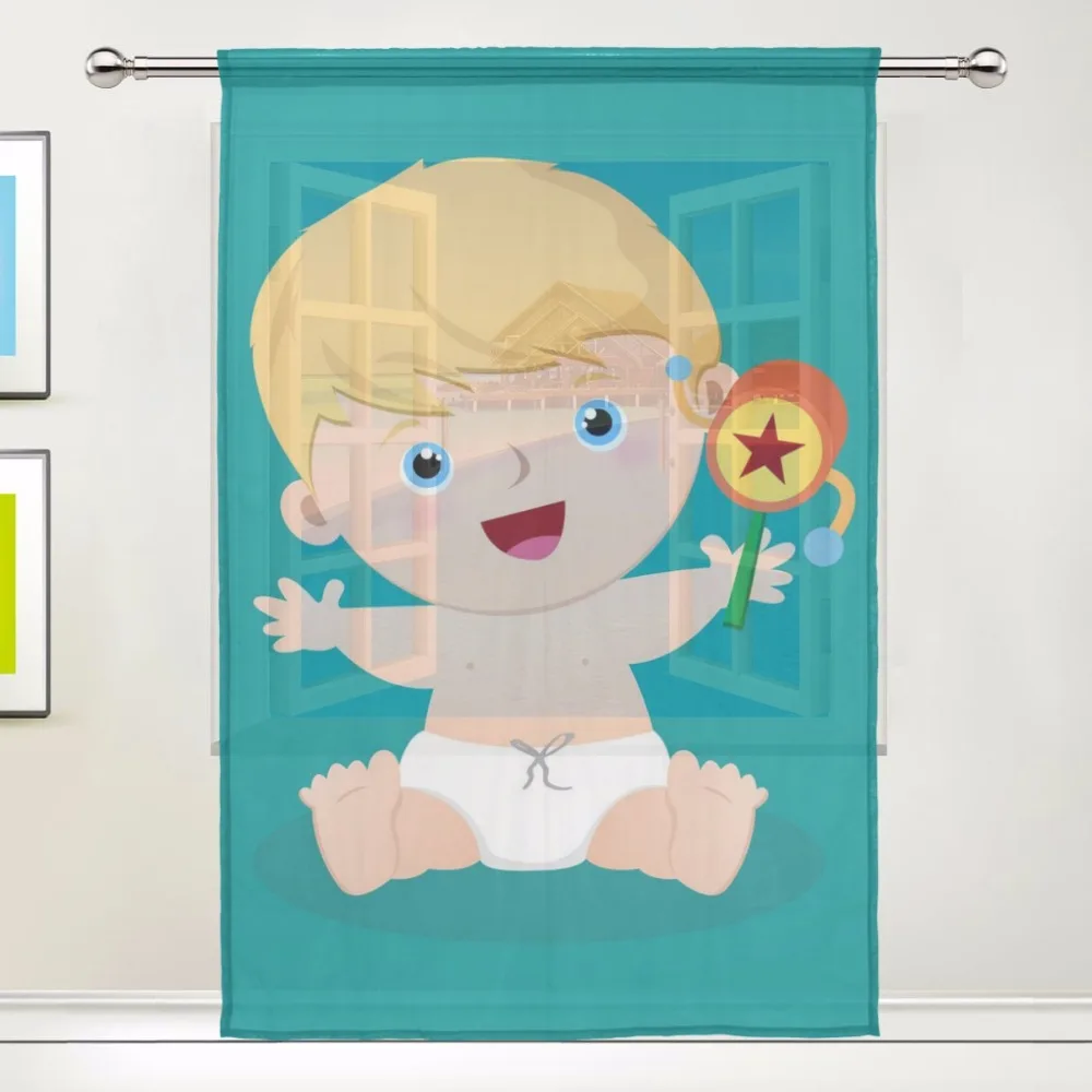 Window Sheer Curtain Panels 55x78/55x84 Inch,Anime Cartoon Cute