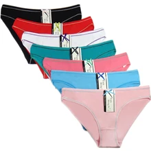 Женское нижнее белье с низкой талией и буквенным принтом, смешанные хлопковые трусики, трусы