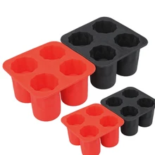 4 отверстия Пищевая силиконовая форма для льда кубики для льда виски со льдом лоток с крышкой квадратный DIY Форма для льда Случайный цвет лоток для льда