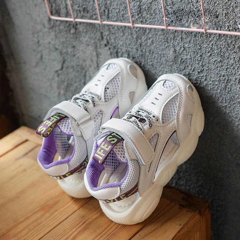 

2019 New Spring Girls Fashion Sports Sneakers Kids Summer White Casual Shoes Baby Boys Black Mesh Breathable Running Shoes