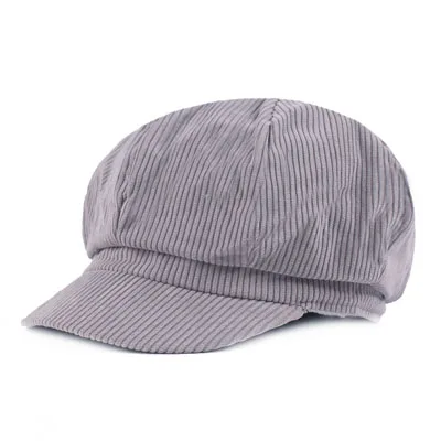 GEERSIDAN Женская весенне-осенняя арт восьмиугольная шляпа модная женская винтажная берет плоская кепка полосатая Кепка Ретро британская шляпка - Цвет: gray