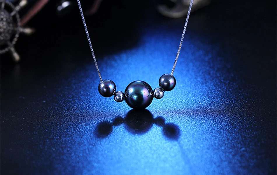 ORSA JEWELS серебряное ожерелье с подвеской 925, высокое качество, жемчужные подвески в виде ракушки, круглое черно-белое жемчужное ожерелье, ювелирные изделия для девушек OPSN25