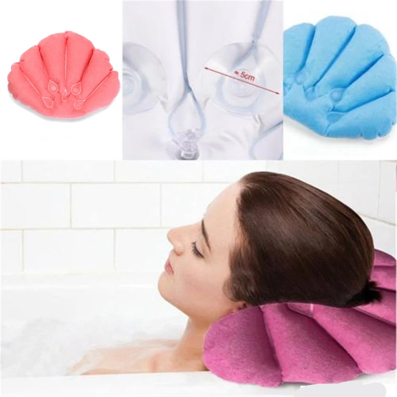 Hot Soft Waterproof Home Spa Inflatable Pillow Cups Shell Shaped Neck