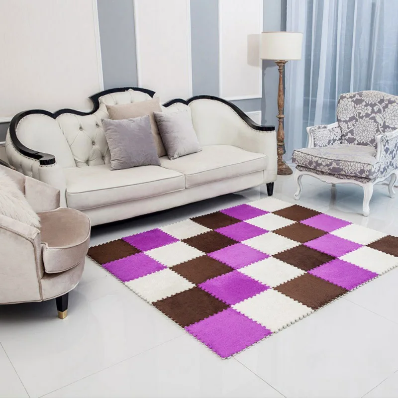 

9Pcs 30*30*0.6 cm Furry Foam Carpet Rug Soft Cushion Mats For Baby Room, Playroom and Kids Room Anti-slip Durable Rug