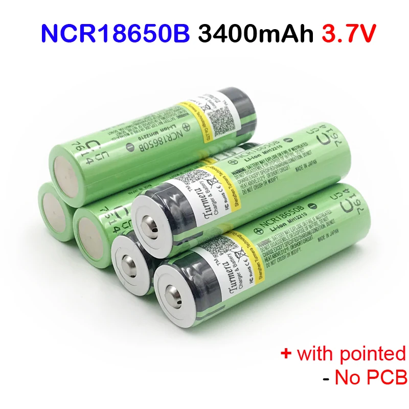 

battery 18650 battery ncr18650b 18650 3400mah battery ncr18650b ncr 18650b with Pointed no PCB for flashlight