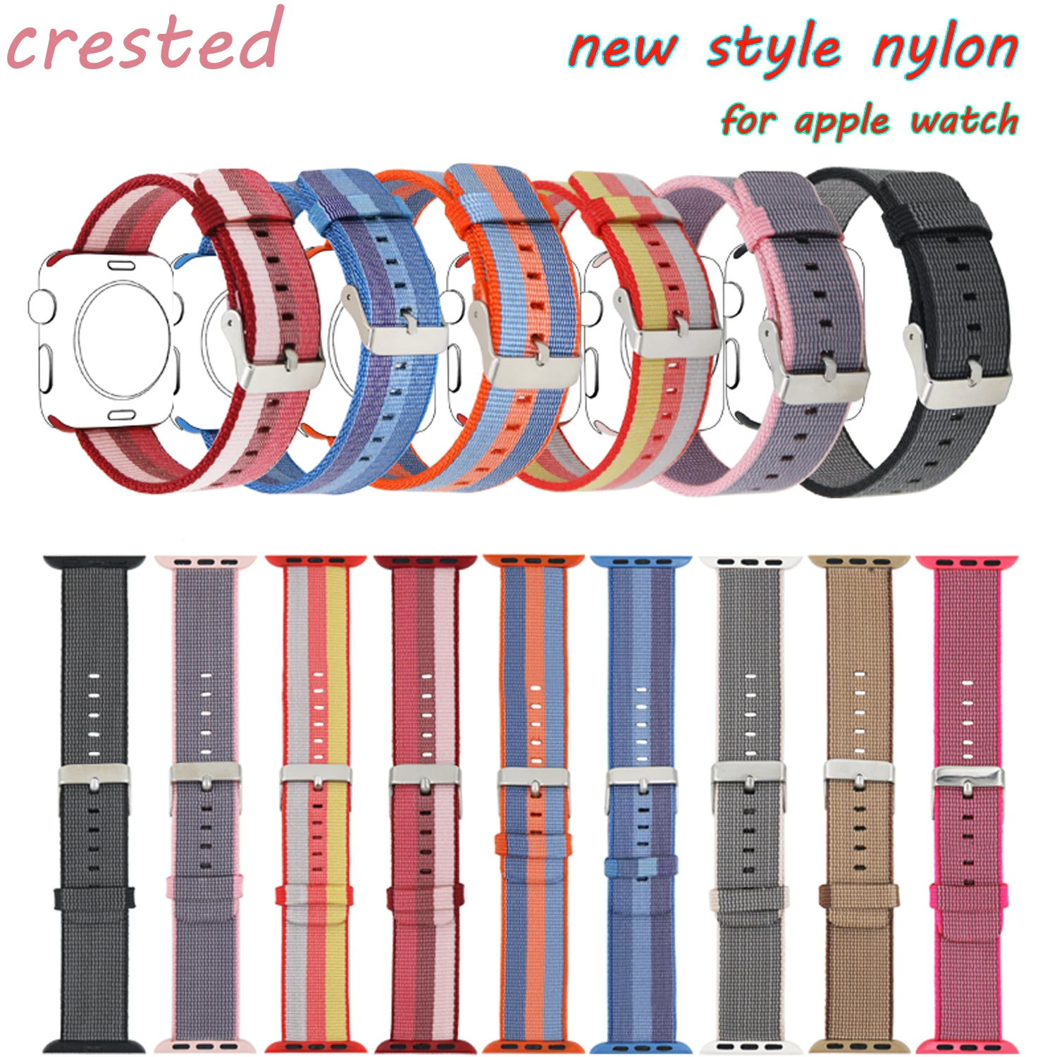 

sport wove nylon strap for apple watch band 42mm 38mm wrist watchband Stainless Steel Buckle Replacement Band For iWatch