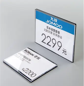 

Transparent Cover Back Base Wall Mounted Price Tag Shef Price Display Frame Supermarket Label Holder Picture Frame Desk Sign