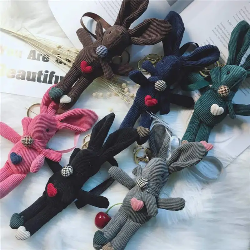 19CM Cute Simulation Rrabbit Stuffed Animal Love Rabbit Keychain Toys