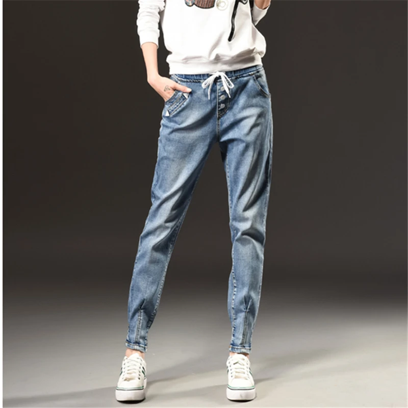 Autumn Winter Fashion High Waist Jeans Woman Large Size S