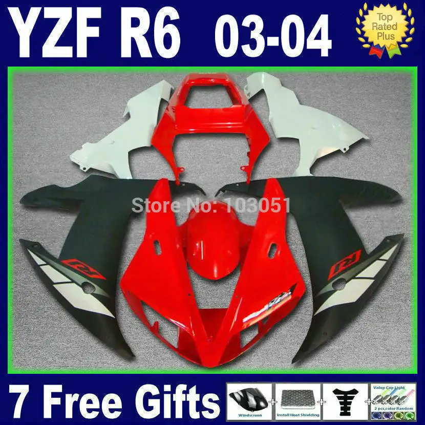 Пользовательские дорога мото гонки обтекатель для Ямаха YZF R6 в 2003 2004 2005 Р И YZF R6 в 03 04 05 пластик красный белый послепродажного обтекатель комплекты Пользовательские дорога мото гонки обтекатель для Ямаха YZF R6 в 2003 2004 2005 Р И YZF R6 в 03 04 05 пластик красный белый послепродажного обтекатель комплекты